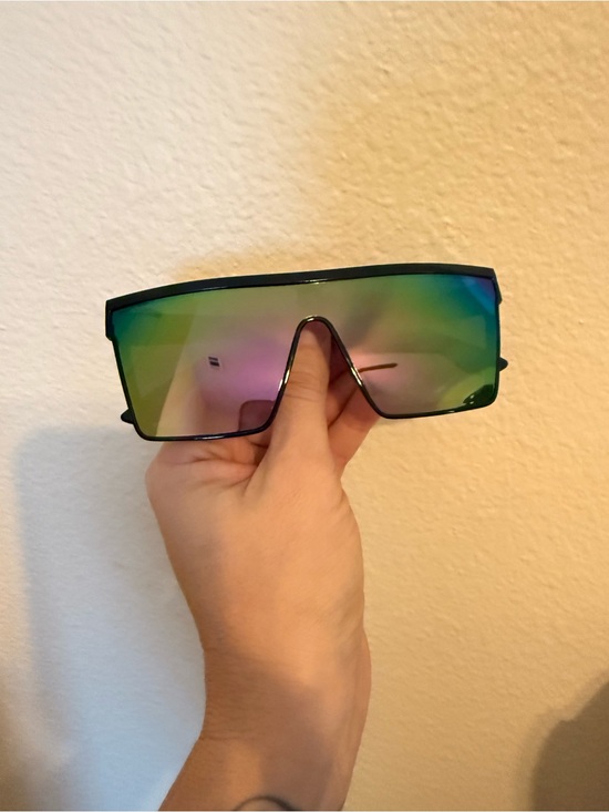Other - Mirrored Shield Sunglasses - Green/Purple Lens